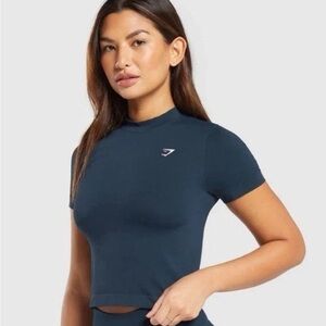 Gymshark Women's Everyday Seamless Tight Fit T-Shirt Blue XLarge NWT 18L 16.5PtP